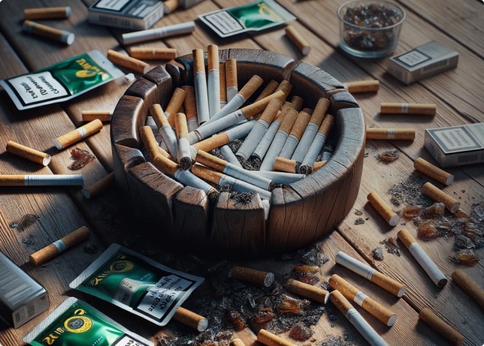 пепельница с сигаретами