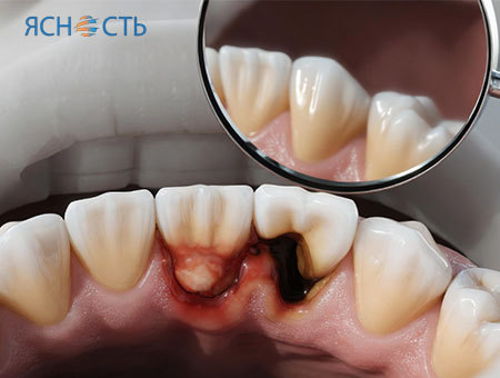 Зубы с кариесом и кровоточащие десны
